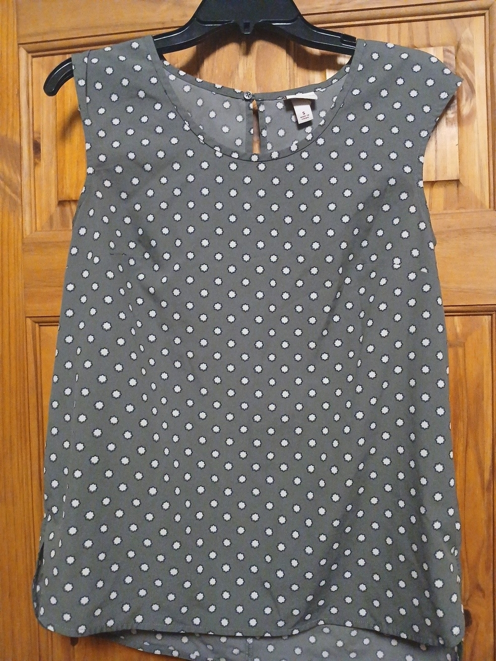 Merona Gray Short-Sleeve Dot Print Blouse